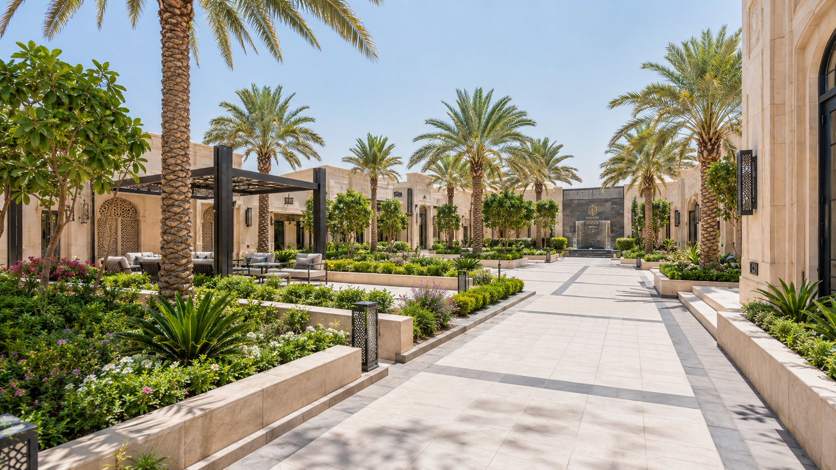 Completed courtyard landscape