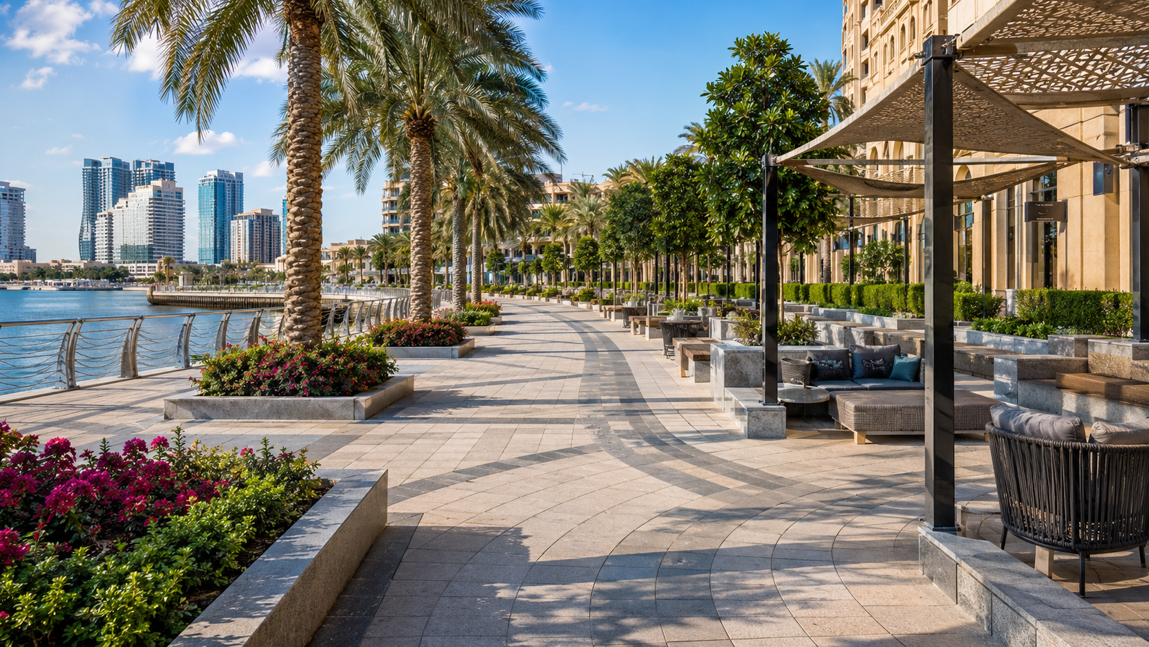 Completed waterfront promenade